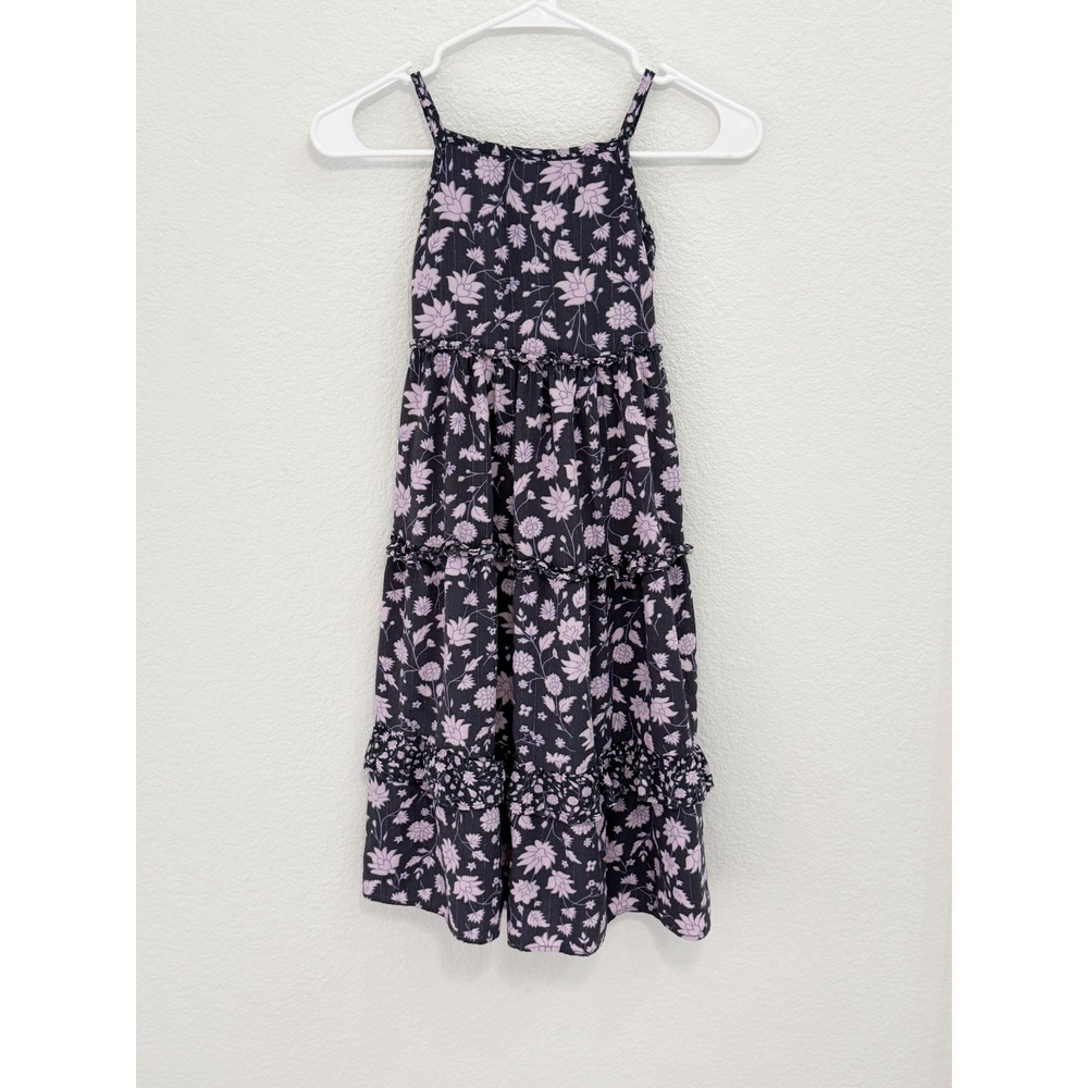 Cat & Jack Girls Floral Tiered Maxi Dress Purple Shimmer S 6/6X